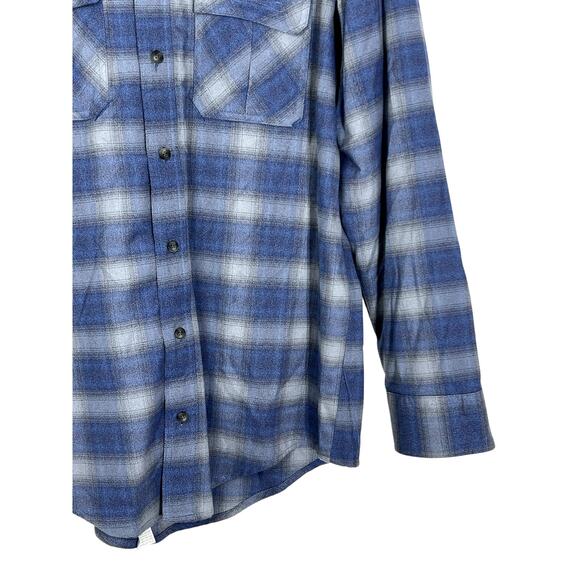Mens Cabela's Blue Plaid Fleece Button Up Collared Long Sleeve Shirt Top Size L - Picture 3 of 7